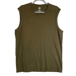 American Giant Mens Muscle Tee Olive Green 100% US Cotton Sleeveless Shirt M